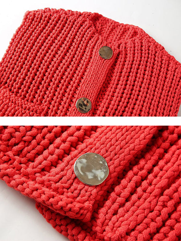 Cardigan sans manches en maille avec encolure et boutons sur le devant