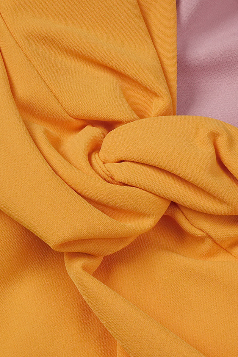 Robe mi-longue à manches ballon bicolore