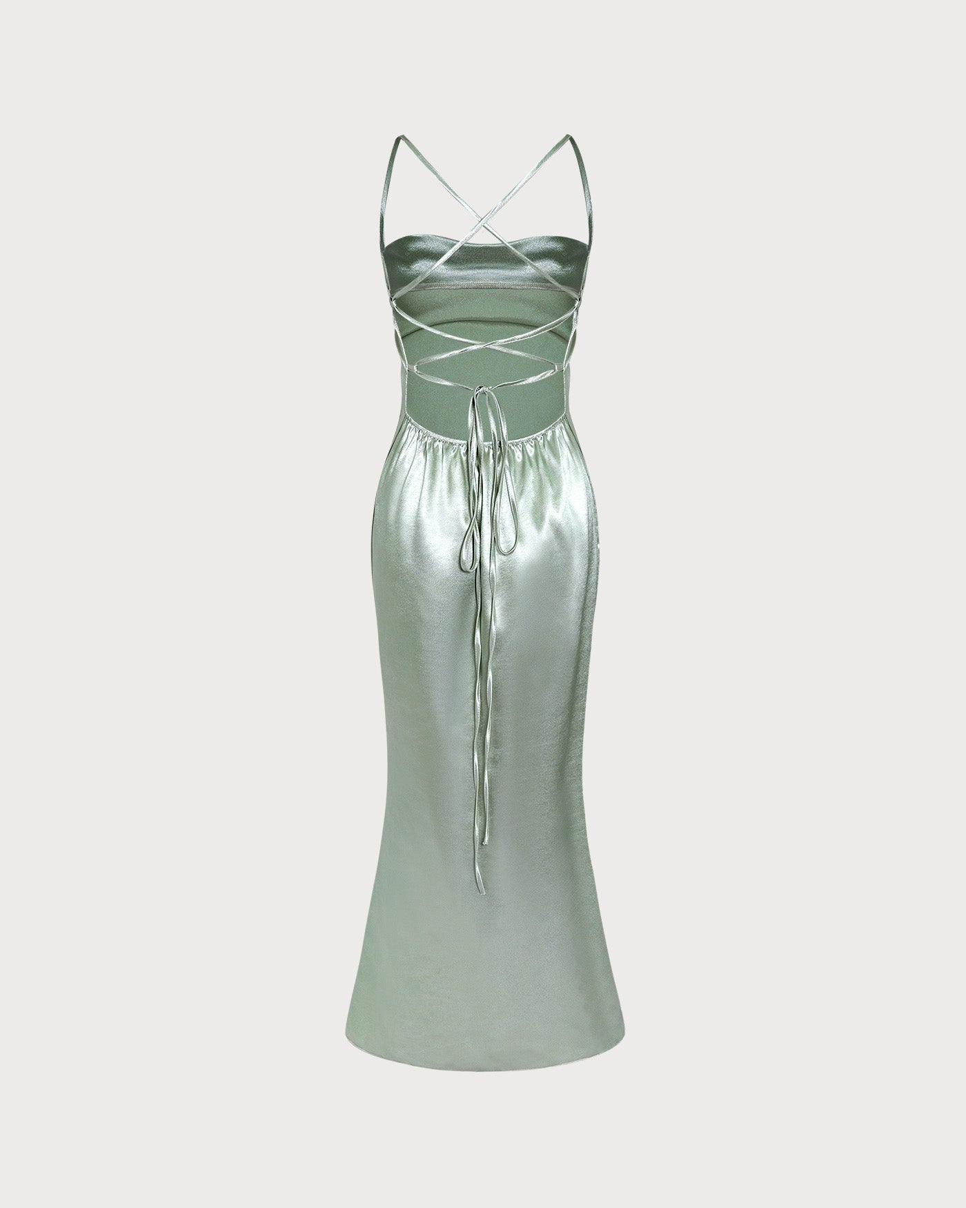 Robe longue A-line verte à bretelles croisées
