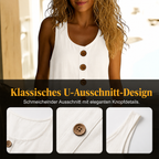 Robe sans manches en mélange de lin avec patte de boutonnage