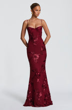 Robe maxi en velours pour femme