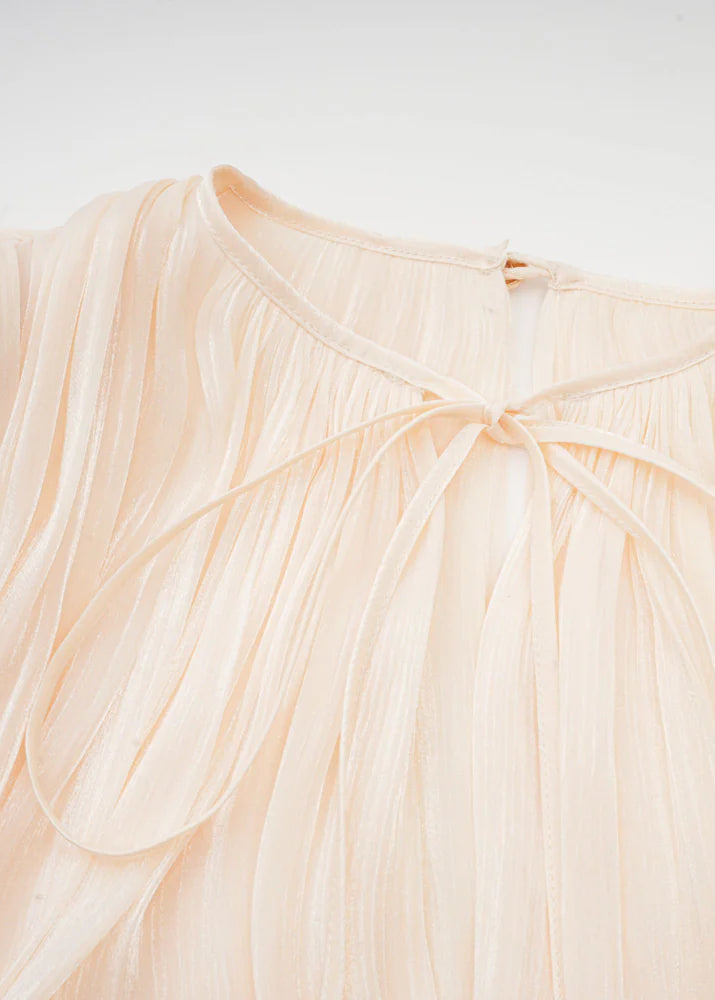 Robe mi-longue en satin champagne Estelle