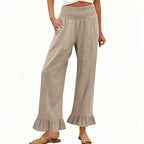 Pantalon large bohème avec ourlet à volants
