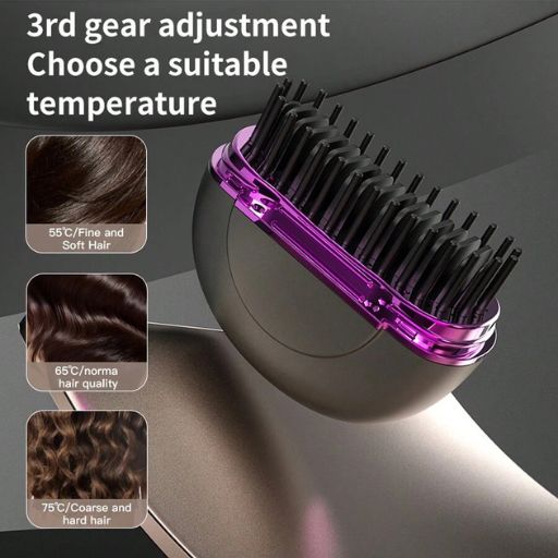 Brosse lissante portable pour cheveux et barbe avec chaleur réglable