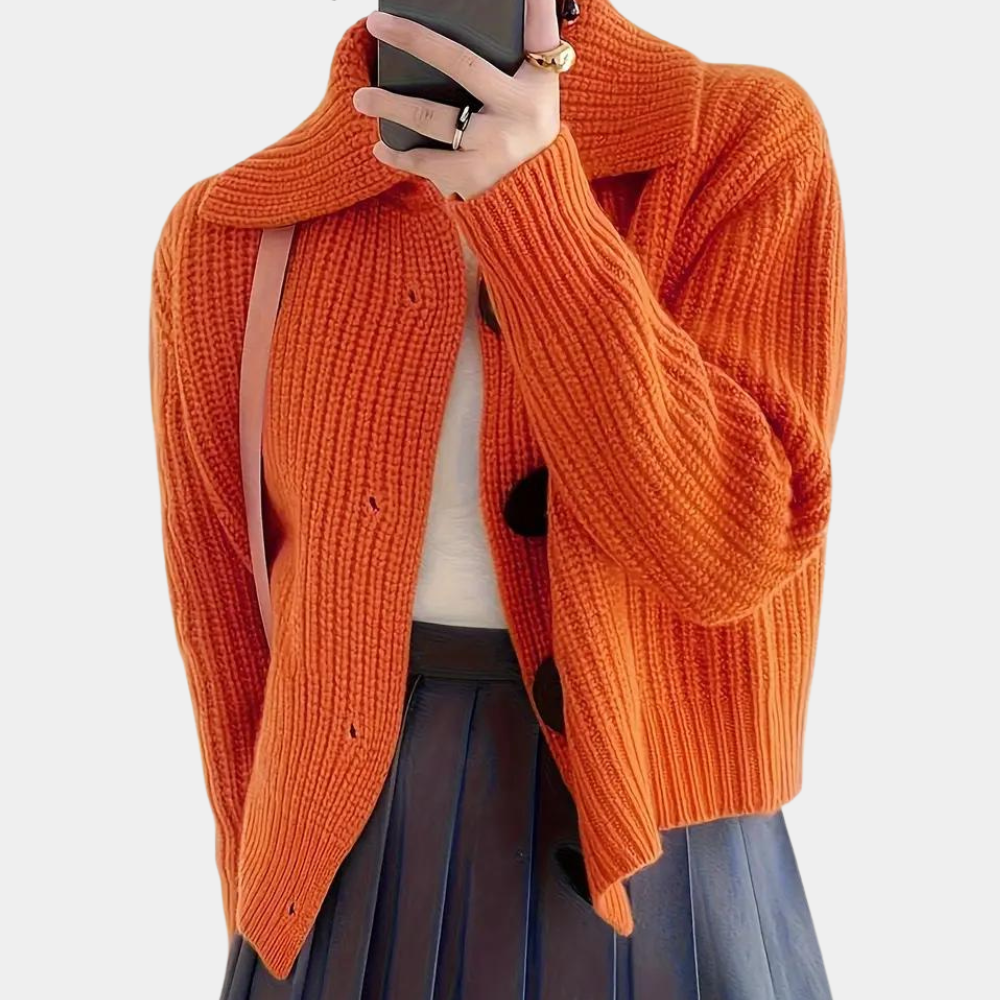 Cardigan élégant à gros boutons pour l'automne et l'hiver