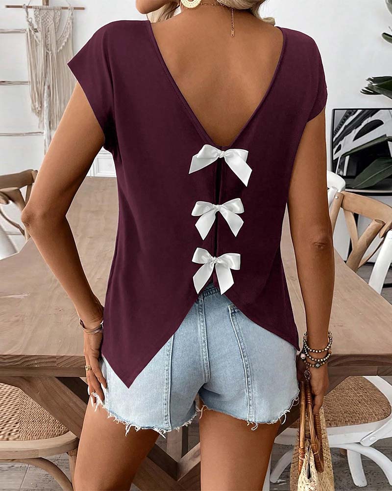 Profil du t-shirt femme uni avec manches courtes