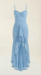 Robe maxi asymétrique à volants pour femmes