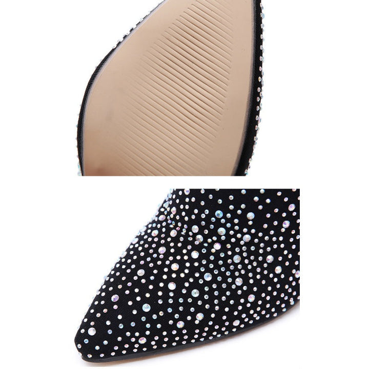 Bottes mi-cuisses étincelantes en faux diamant