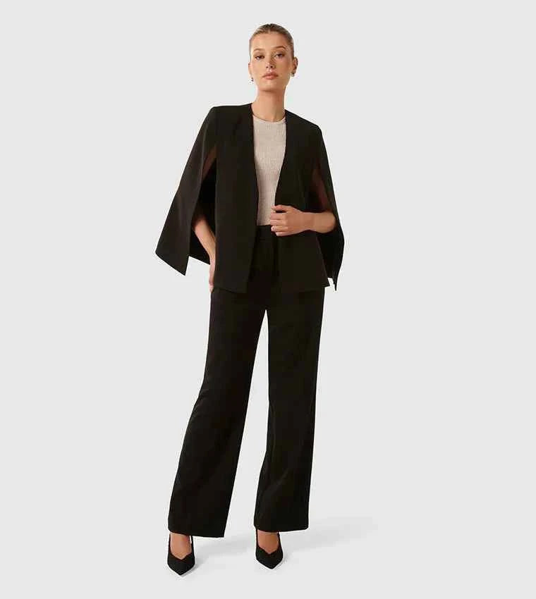 Blazer Cape Élégant pour Femme avec Coupe Flottante et Fente aux Manches
