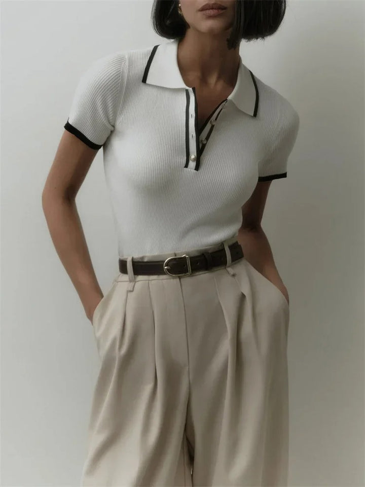 Pauline Laurent® | Polo Court Ajusté à Manches Courtes