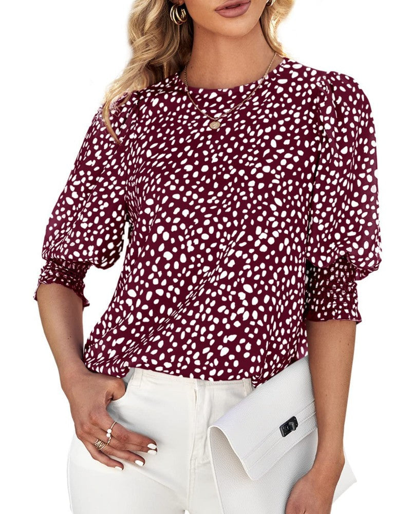 Vue arrière de la blouse femme fleurie à manches lanternes