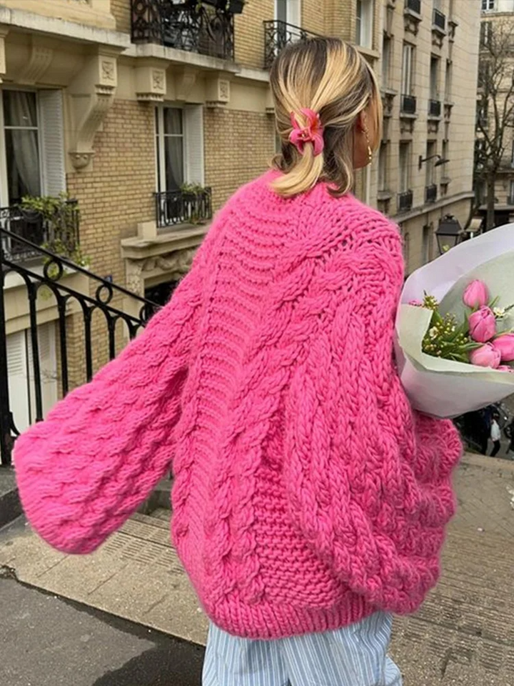 Pull en tricot épais à col montant oversize confortable