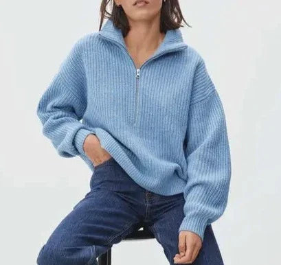 Pull à col zippé en grosse maille douillet pour une chaleur décontractée