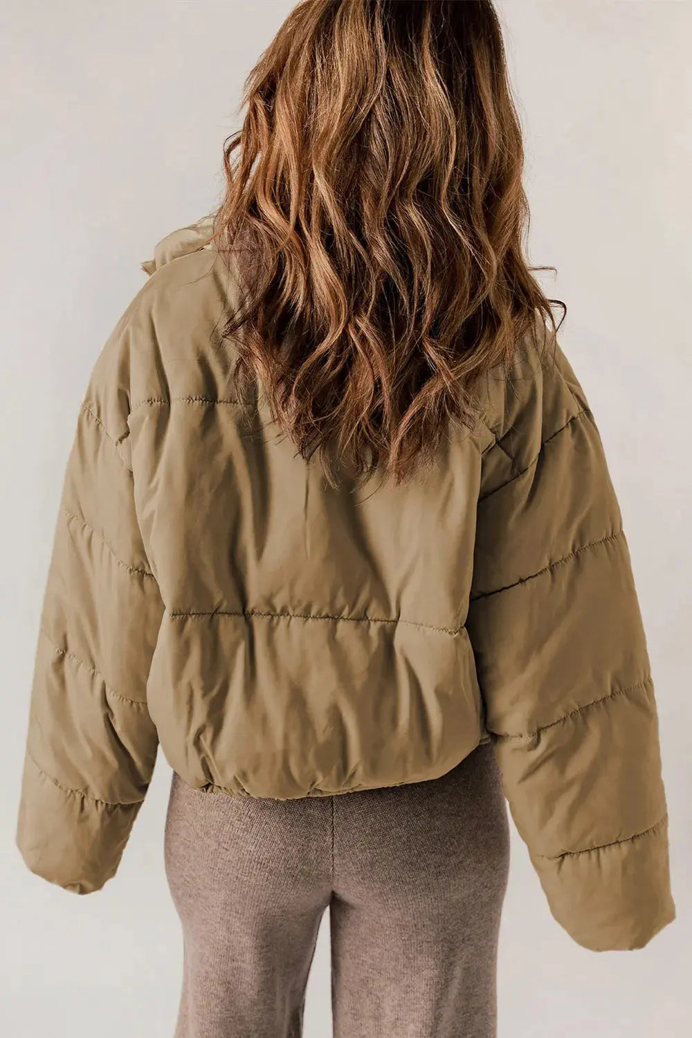 Manteau Long Chic à Col avec Fermeture Éclair pour Superposition Élégante