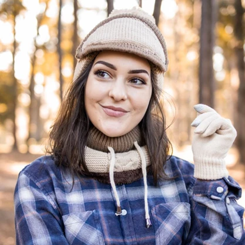 Ensemble bonnet en tricot douillet et écharpe pour femme