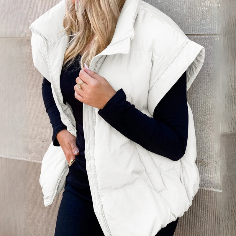 Gilet matelassé rembourré pour femme avec col montant