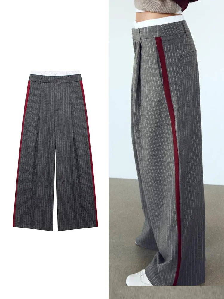 Léa Blanchet® | Pantalon à rayures avec bande contrastante