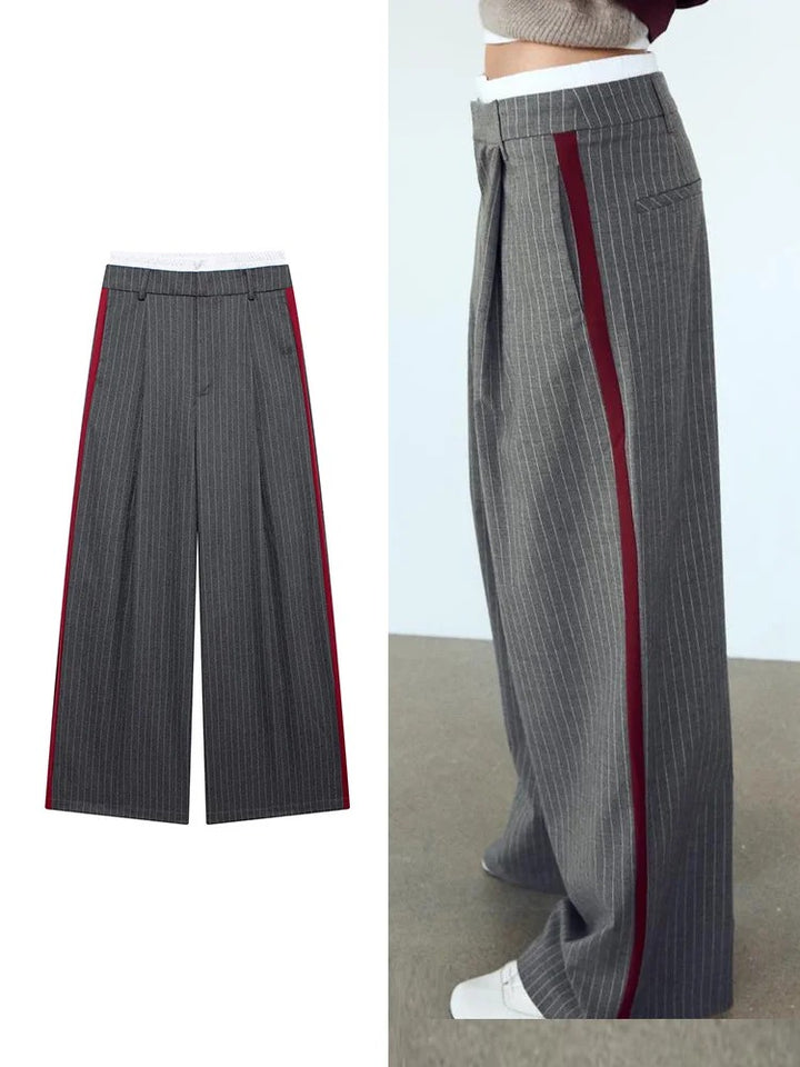Léa Blanchet® | Pantalon à rayures avec bande contrastante