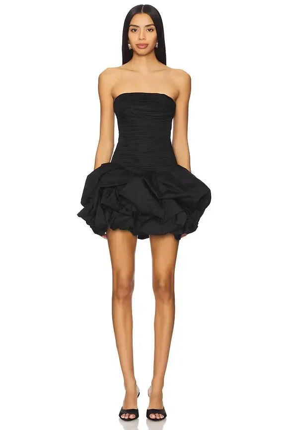 Robe de soirée courte blanche pour femme avec ourlet bouffant