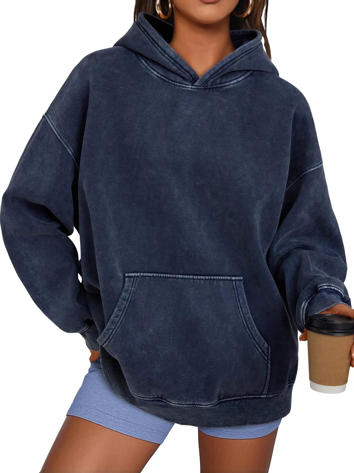 Sweat à capuche oversize effet délavé acide