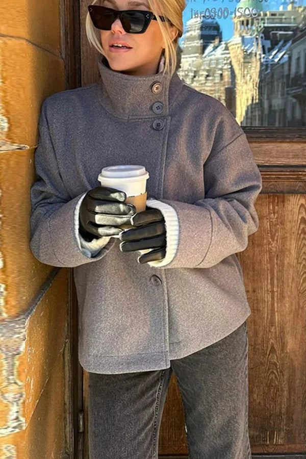 Manteau en laine douillet à col revers pour un style décontracté chic