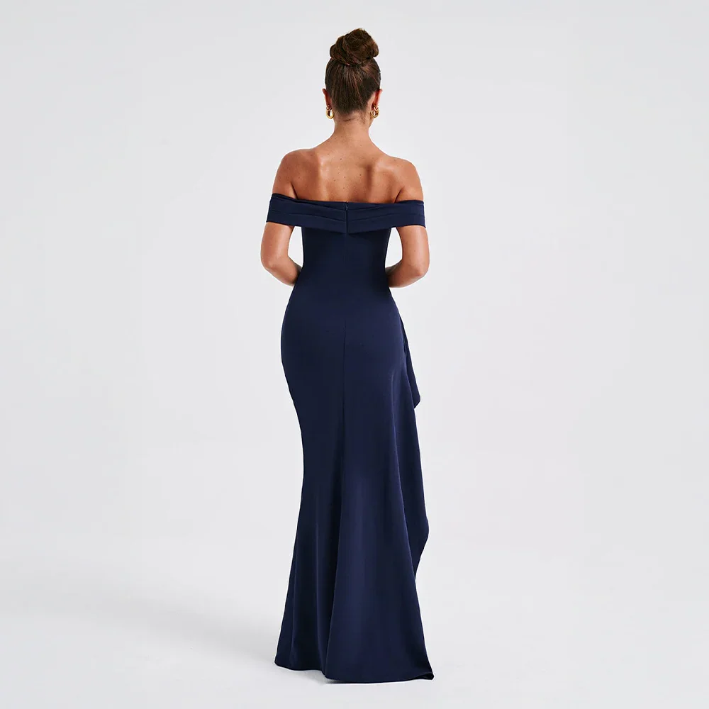 Robe Maxi Fendue Épaules Dénudées