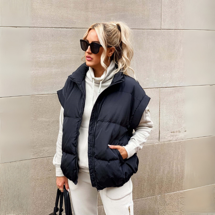 Gilet matelassé rembourré pour femme avec col montant
