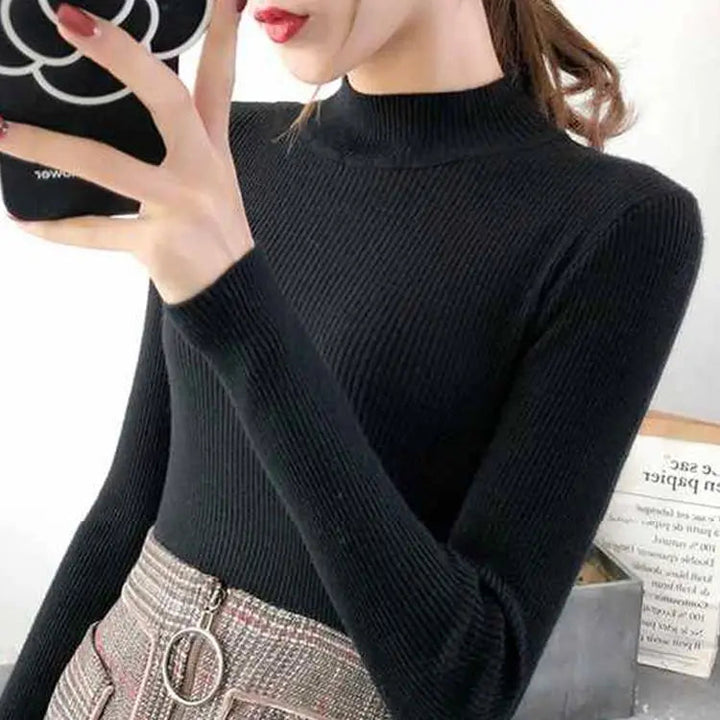 Pull en laine côtelée confortable pour femmes