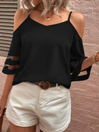 Blouse à épaules dénudées avec insert en tulle pour femmes