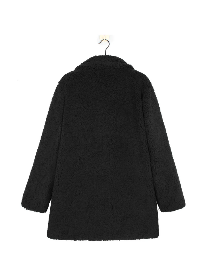 Manteau Court en Peluche Teddy Douillet avec Col Revers