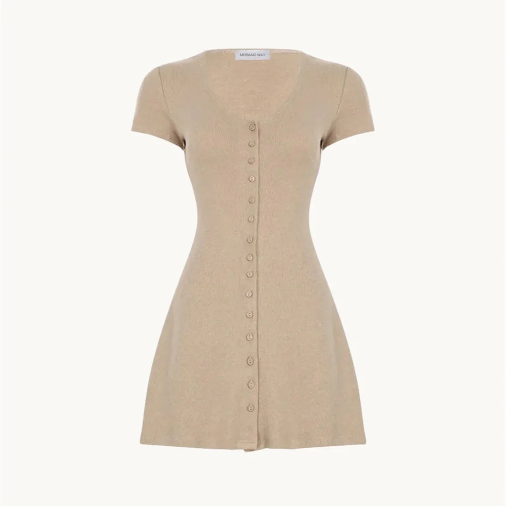 Robe Mini en Maille Nude à Silhouette Fluidе