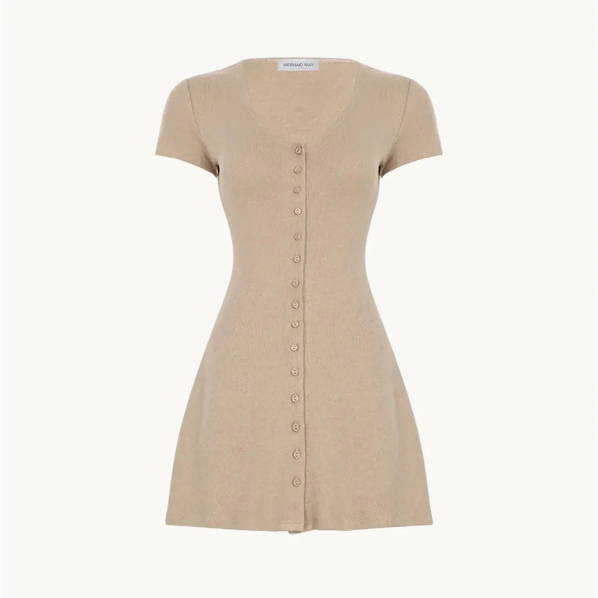 Robe Mini en Maille Nude à Silhouette Fluidе