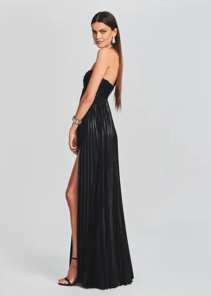 Robe de soirée chic argentée sans bretelles