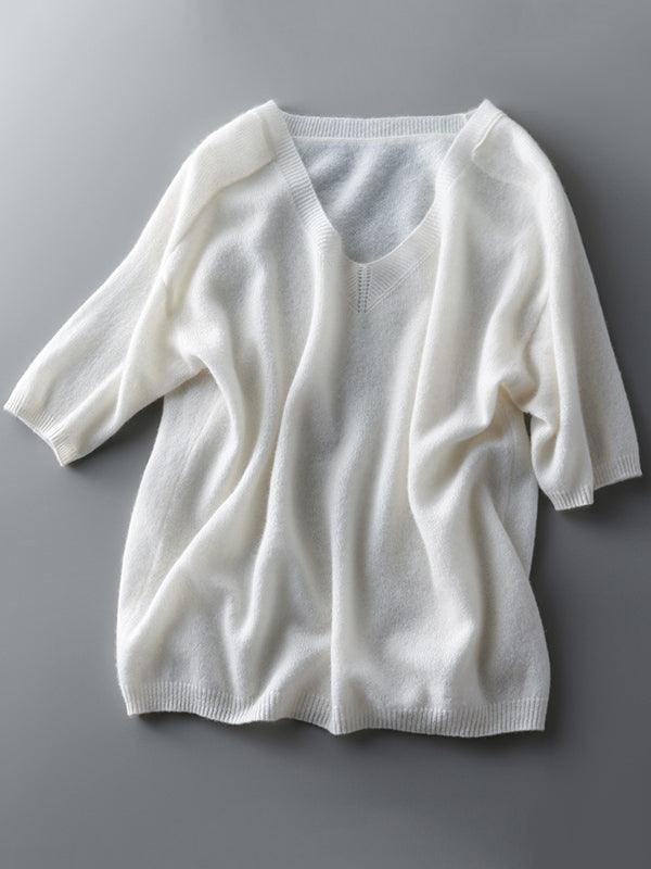 Pull en cachemire doux de luxe col en V pour femmes