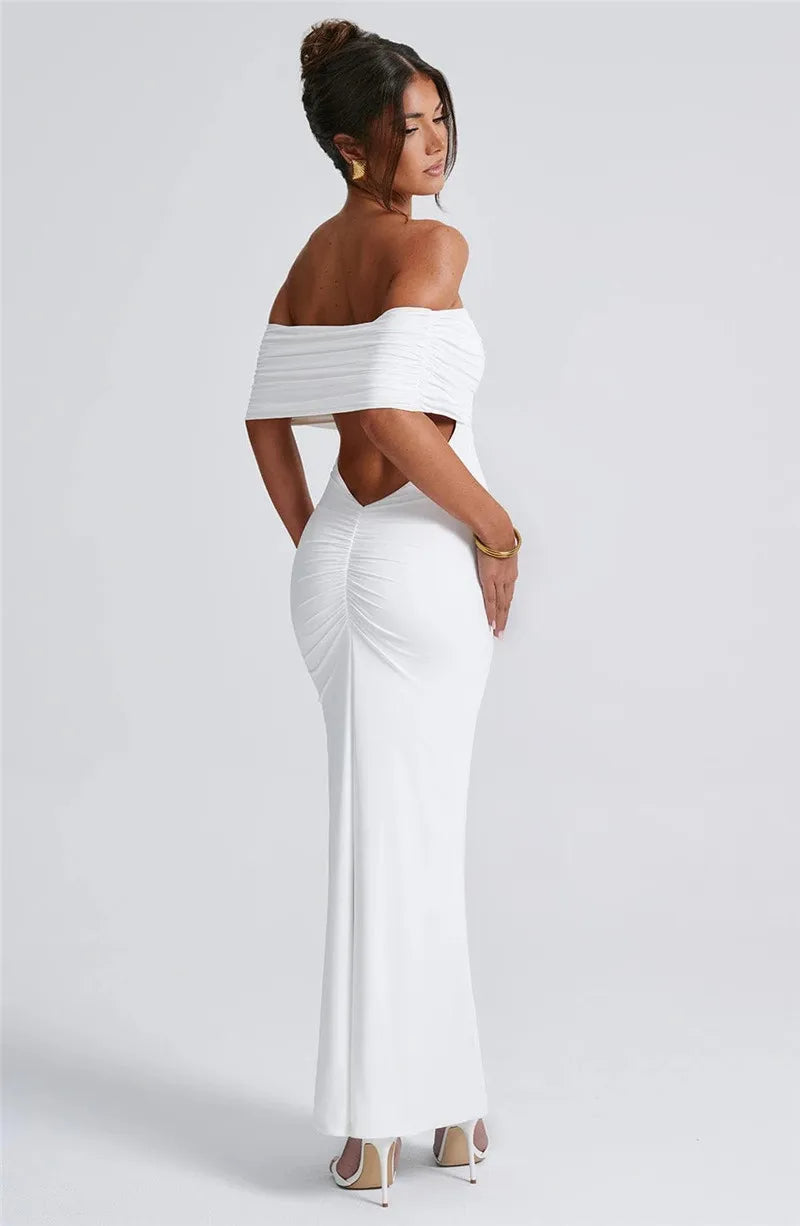 Robe maxi dos nu sans bretelles pour femmes