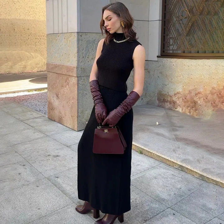 Sophie Paris® | Robe longue sans manches en maille douce