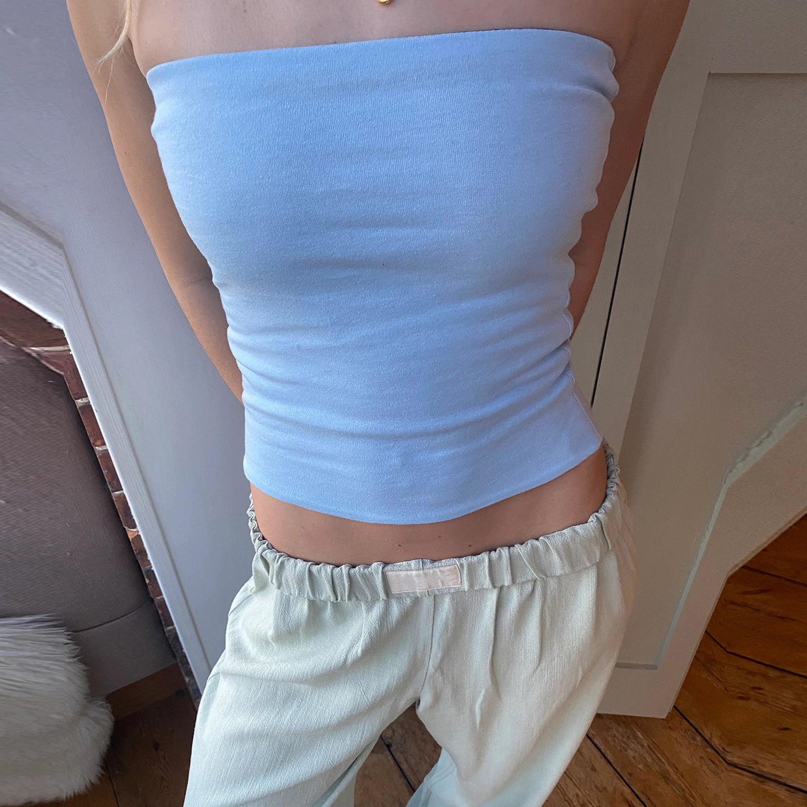 Haut bustier fin rayé pour femmes
