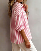 Blouse décontractée rayée à col chemise
