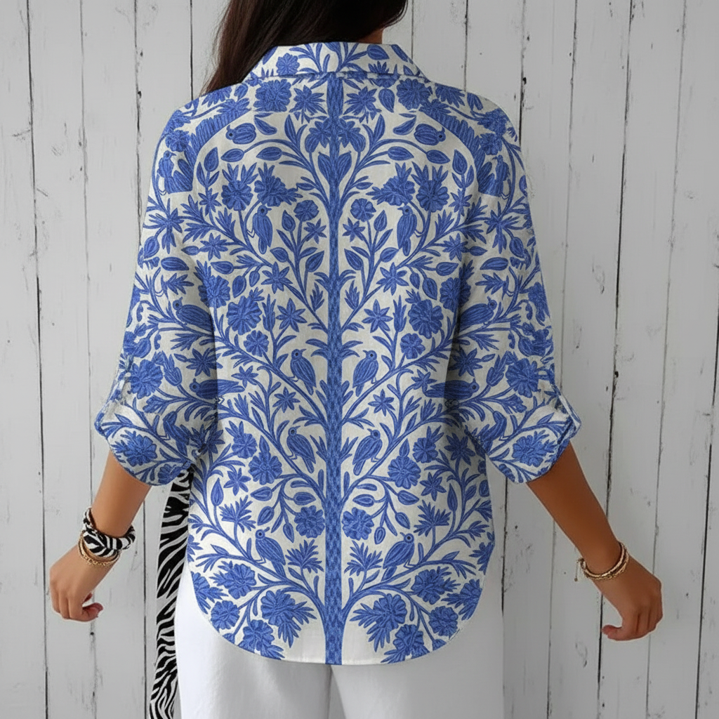 Blouse Femme Imprimé Jardin Bleu