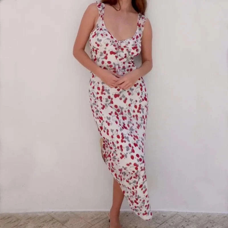 Robe Maxi Dos Nu Plongeant Fleurie Mode Été