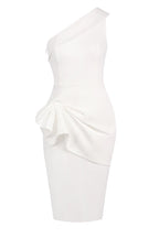 Robe Midi Blanche à Volants et Épaules Dénudées