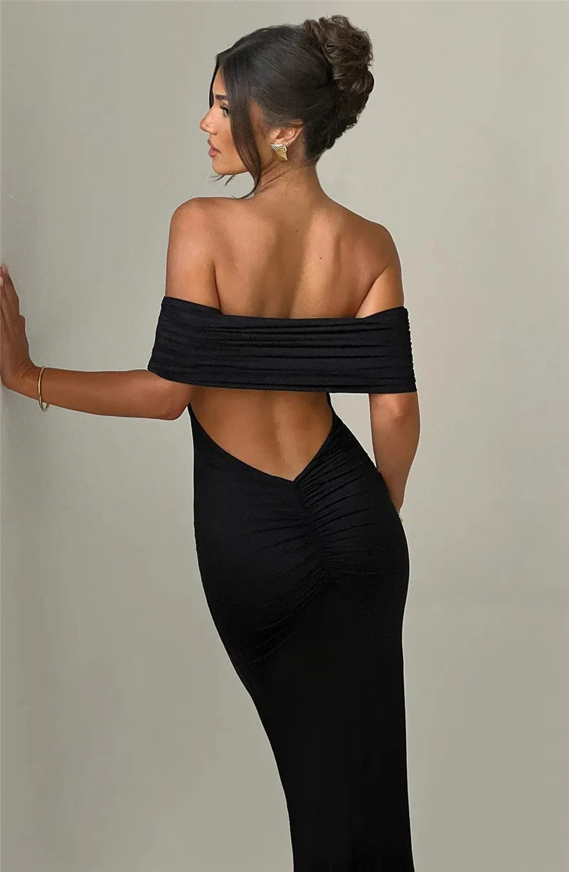 Robe maxi dos nu sans bretelles pour femmes
