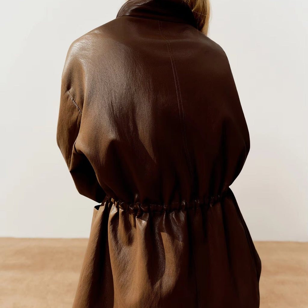 Veste en cuir oversize pour femme