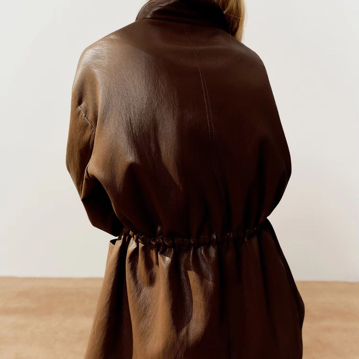 Veste en cuir oversize pour femme