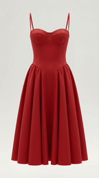 Robe mi-longue corset florale pour femme avec décolleté en cœur