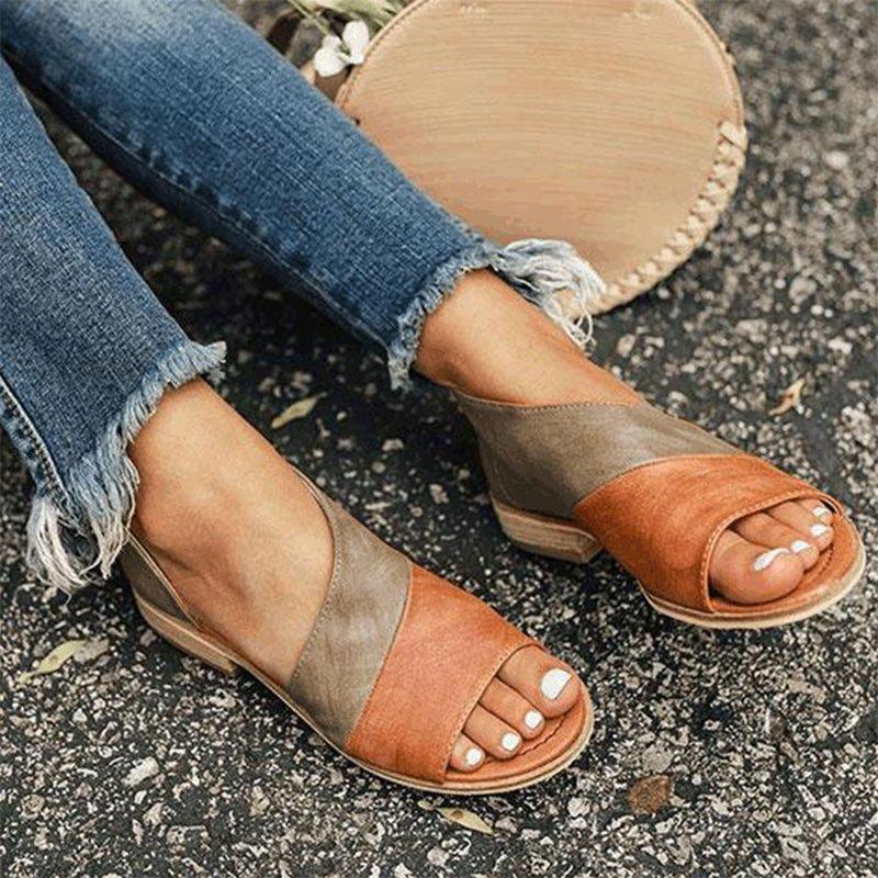 Sandales femme bicolores à découpes avec bout ouvert, vue de face