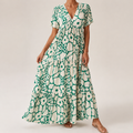 Robe longue à volants imprimé floral respirant