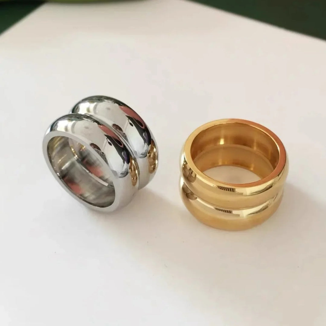 Pauline Laurent® | Bague épaisse double anneau en acier inoxydable
