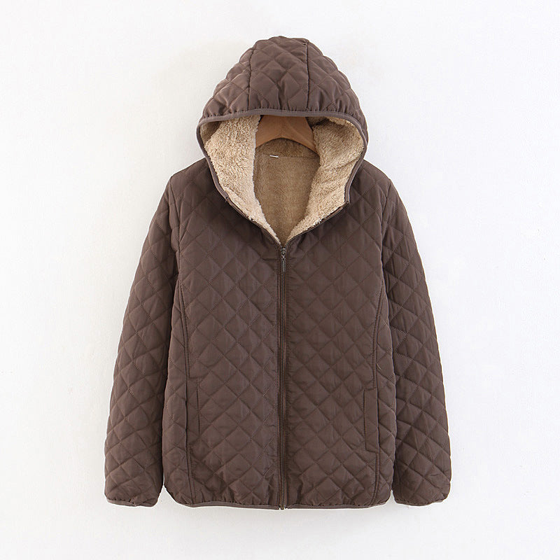 Veste matelassée à capuche avec doublure en peluche