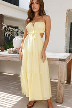 Robe mi-longue en mélange coton chiffon